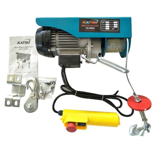 KATSU Polipasto eléctrico 250KG 550W Cabrestante eléctrico 18M Cable de Alambre, con...