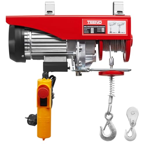 TEENO Polipasto eléctrico de 1200 W, sobrecarga, elevador, cabrestante eléctrico, 220 V,...