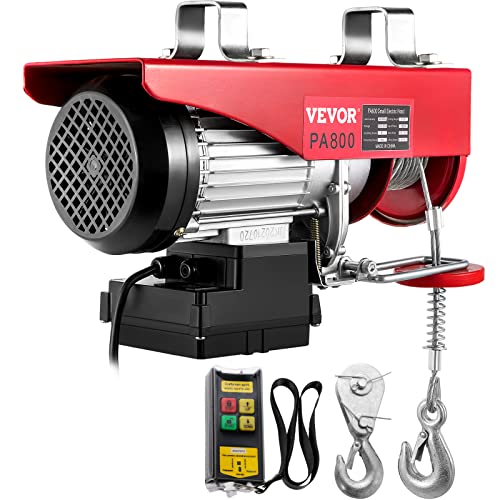 VEVOR Polipasto Eléctrico 220 V / 1450 W Capacidad de Carga 400 KG / 800 KG Cabrestante...